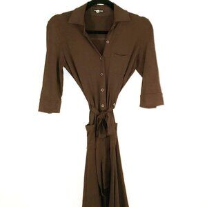 Price ⬇️ François Beauregard Brown Jersey Knit Shirt Dress 🇨🇦 Designer size 00